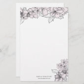 Botanisches Geschirr aus Blume mit Blush-Hand Briefpapier (Vorne/Hinten)