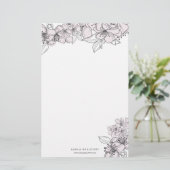 Botanisches Geschirr aus Blume mit Blush-Hand Briefpapier (Stehend Vorderseite)