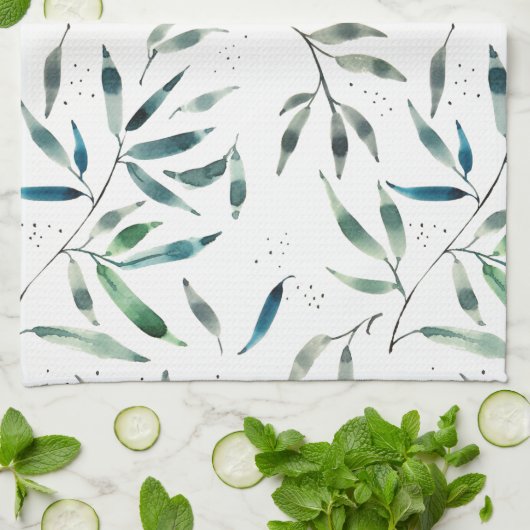 botanisches Geschirrtuch des Aquarells (Gefaltet)