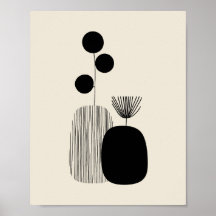 Botanisches Gleichgewicht – Minimale Vase Illustra