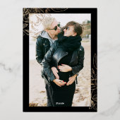 Botanisches Gold Black Foil Foto Save the Date Folieneinladung (Rückseite)
