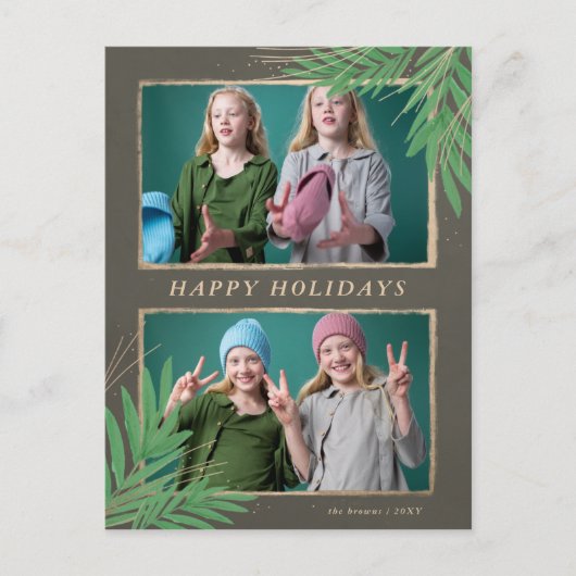 Botanisches Gold-Foto Feiertagspostkarte (Vorderseite)