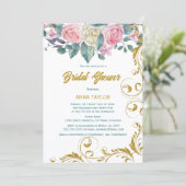 Botanisches Gold Glitzer Wirbel Brautparty Einladung (Stehend Vorderseite)