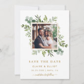 Botanisches Gold Green Wedding Foto Save the Date (Vorderseite)