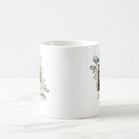 Botanisches Gold Green Wreath Wedding 2 Foto Kaffeetasse (Mittel)