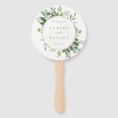 Botanisches Gold-Grün-Hochzeitsprogramm-Handfächer Fächer (Vorderseite)