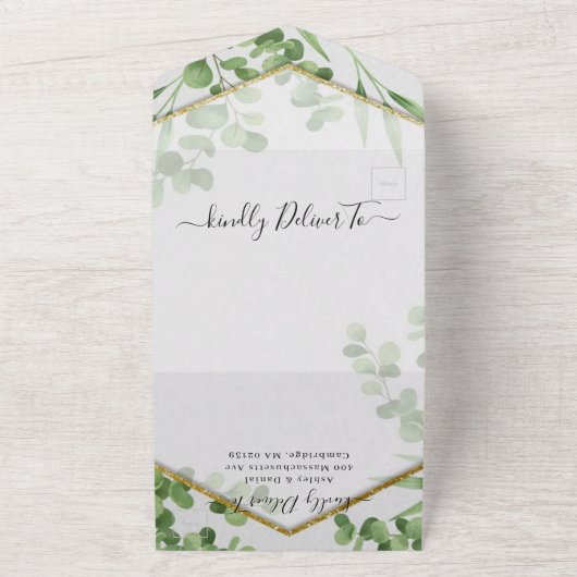 Botanisches Gold Hochzeit in einem I All In One Einladung (Außenbereich)