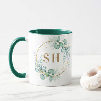 Botanisches Gold-Monogramm für Hochzeiten Tasse