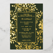 Botanisches Gold Moody Forest Moderne klassische H Folieneinladung (Vorderseite)