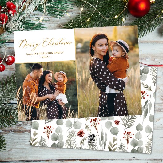 Botanisches Gold Script 2 Foto Collage Weihnachten