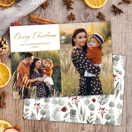 Botanisches Gold Script 2 Foto Collage Weihnachten