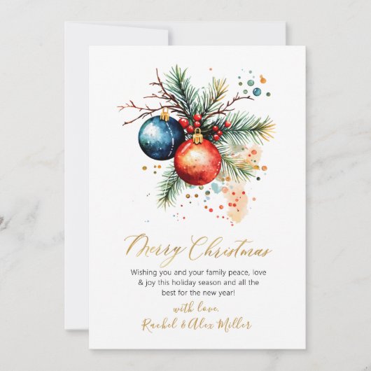 Botanisches Gold Script Non Foto Frohe Weihnachten (Vorderseite)