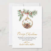 Botanisches Gold Script Non Foto Frohe Weihnachten (Vorderseite)