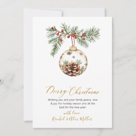 Botanisches Gold Script Non Foto Frohe Weihnachten (Vorderseite)