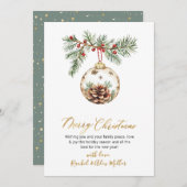 Botanisches Gold Script Non Foto Frohe Weihnachten (Vorne/Hinten)