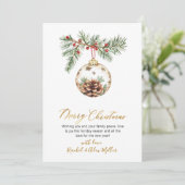 Botanisches Gold Script Non Foto Frohe Weihnachten (Stehend Vorderseite)