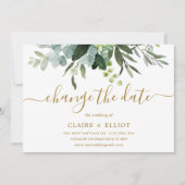 Botanisches Gold und grüne Hochzeit ändern Datum Einladung (Vorderseite)