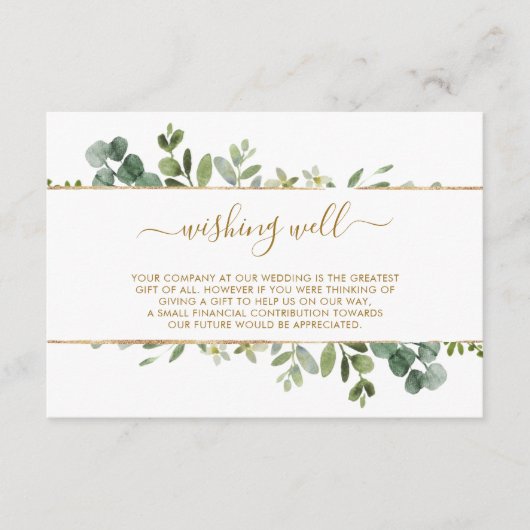 Botanisches Gold und grüne Hochzeit wünschen sich Begleitkarte (Vorderseite)