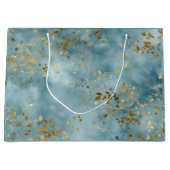 Botanisches Goldblätter-Musterdesign Türkis Große Geschenktüte (Vorderseite)