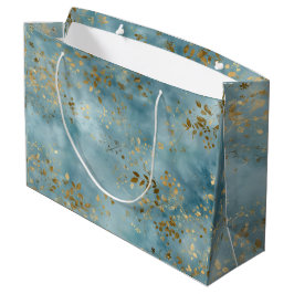 Botanisches Goldblätter-Musterdesign Türkis Große Geschenktüte