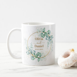 Botanisches Goldgrün für die Hochzeit personalisie Kaffeetasse