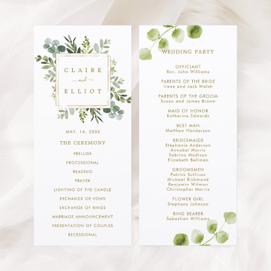 Botanisches Goldgrün Hochzeitsprogramm Programm