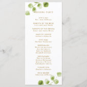 Botanisches Goldgrün Hochzeitsprogramm Programm (Rückseite)