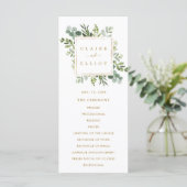 Botanisches Goldgrün Hochzeitsprogramm Programm (Stehend Vorderseite)