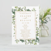 Botanisches Goldgrün Hochzeitsprogramm Programm (Stehend Vorderseite)