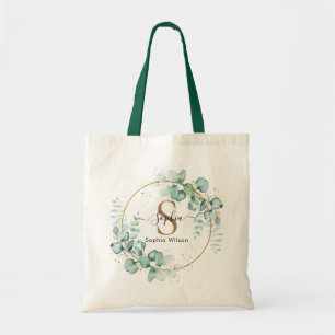 Botanisches Goldgrün Personalmonogramm Tragetasche