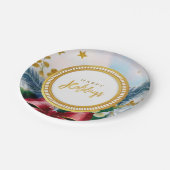 Botanisches Goldmagen-Papiertafel für Festtage Pappteller (Schrägansicht)