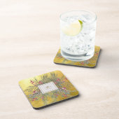 Botanisches Goldmonogramm Getränkeuntersetzer (Rechte Seite)