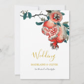 Botanisches Granatapfel Hochzeit von Gold Einladung (Rückseite)