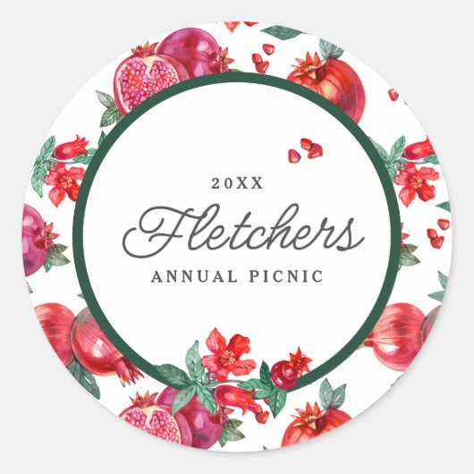 Botanisches Granatapfel Runder Aufkleber (Vorderseite)