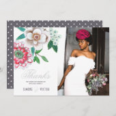 Botanisches Grau Pink grün Blumendanken Save The Date (Vorne/Hinten)