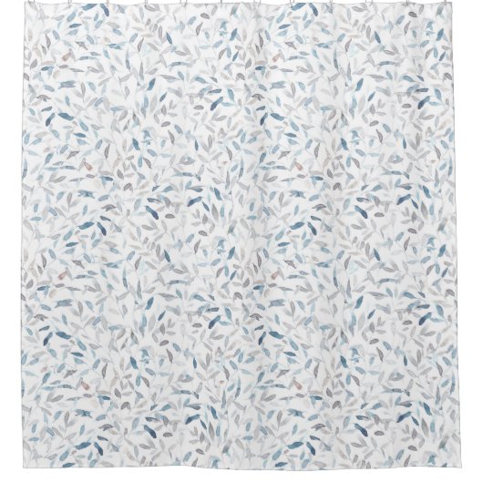 Botanisches graublaues Blätter in Aquarellfarbe Duschvorhang (Vorderseite)