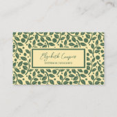 Botanisches Green & Cream Leaf Muster Visitenkarte (Vorderseite)