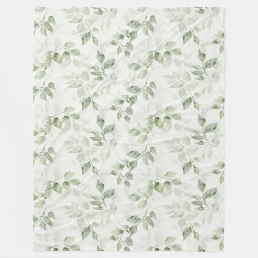 Botanisches Green Leaf Muster Fleecedecke (Vorderseite)