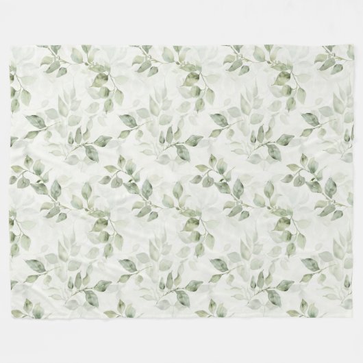 Botanisches Green Leaf Muster Fleecedecke (Vorderseite (Horizontal))
