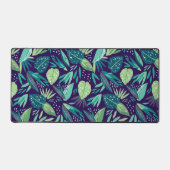Botanisches Green & Lila Leafen Muster Schreibtischunterlage (Vorderseite)