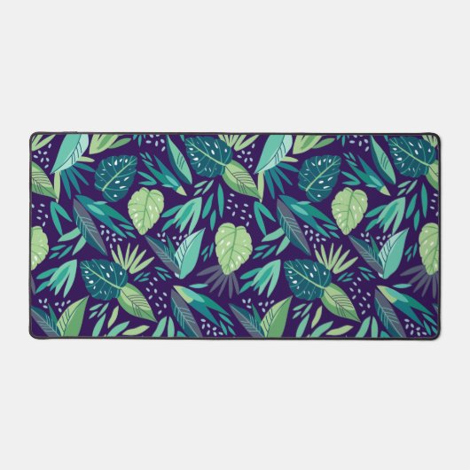 Botanisches Green & Lila Leafen Muster Schreibtischunterlage (Vorderseite)