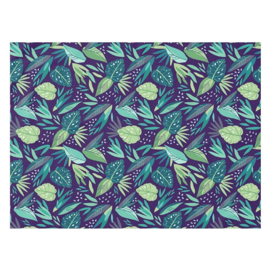 Botanisches Green & Lila Leafen Muster Tischdecke (Vorderseite (Horizontal))
