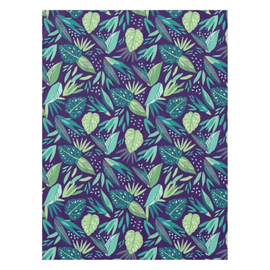 Botanisches Green & Lila Leafen Muster Tischdecke (Vorderseite)