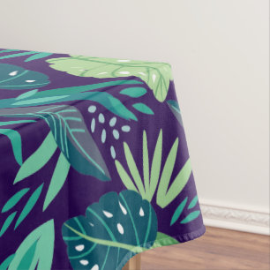Botanisches Green & Lila Leafen Muster Tischdecke
