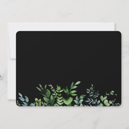 Botanisches Greenery Black Brautparty Einladung (Rückseite)