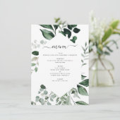 Botanisches Greenery Foliage Watercolor Wedding Me Menükarte (Stehend Vorderseite)