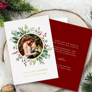 Botanisches Greenery Foto Vielen Dank Gold Foil Ca Folieneinladung