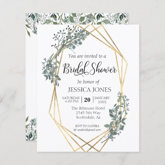 Botanisches Greenery Gold Frame Brautparty (Vorne/Hinten)