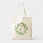 Botanisches Greenery Monogram personlized Tote Bag Tragetasche (Vorne)
