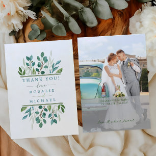 Botanisches Greenery Wedding Foto Vielen Dank Mitteilungskarte